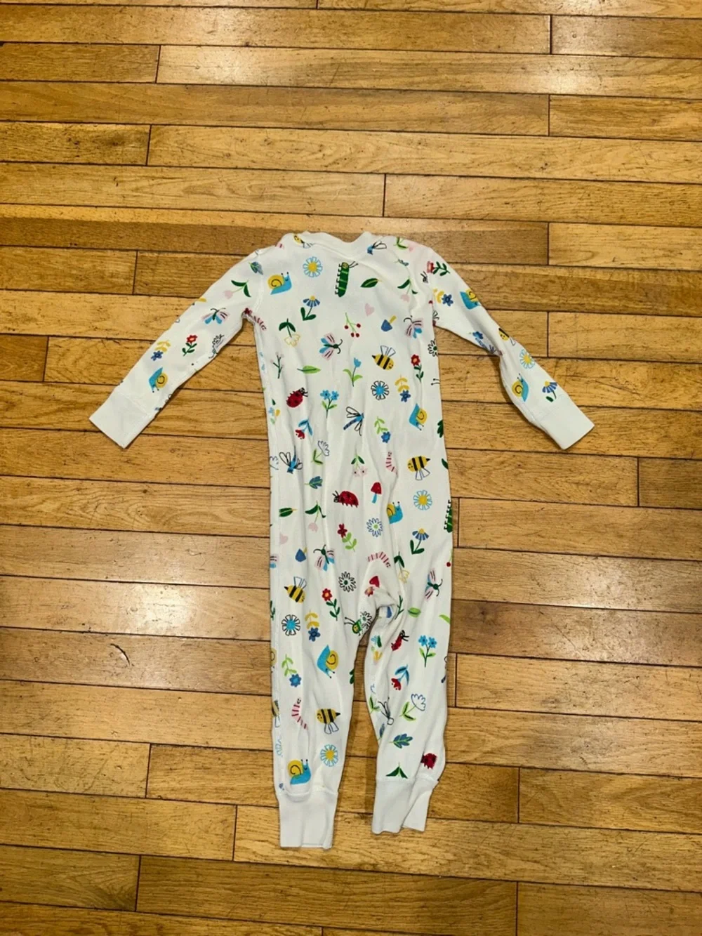 Baby Girl’s Hanna Andersson long sleeve zip pajama onesie floral - Picture 2 of 4